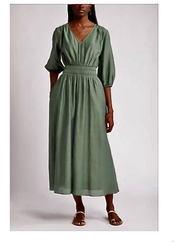 green cotton and silk dress my client is buying for spring