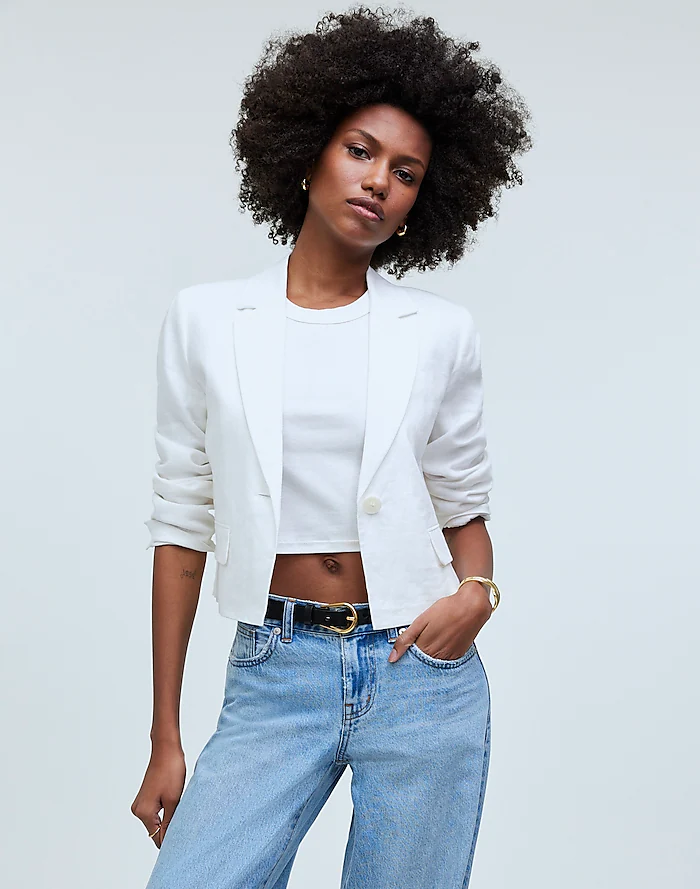 white cropped blazer my client is buying