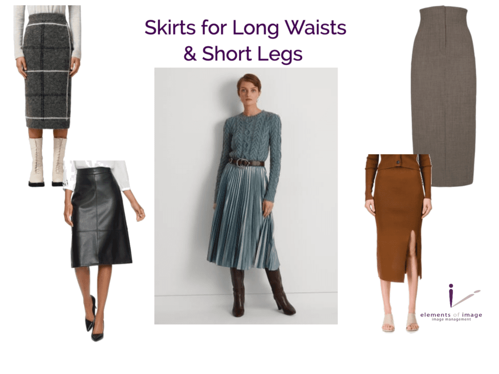 variety of skirts to make your short legs look long