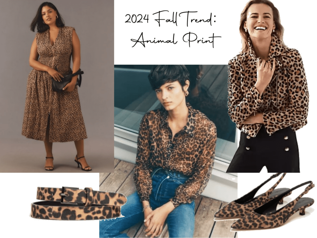 Fall 2024 Trends shoppable board featuring animal print