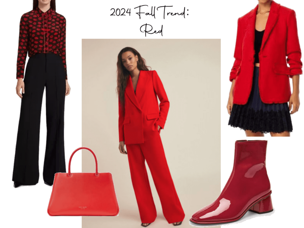 Fall 2024 Trend board showing red clothes & accessories