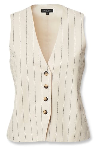 Elements of Image cream striped vest for women